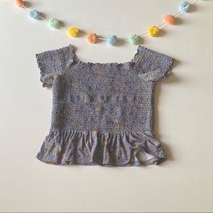 American Eagle Smocked Floral Crop Top